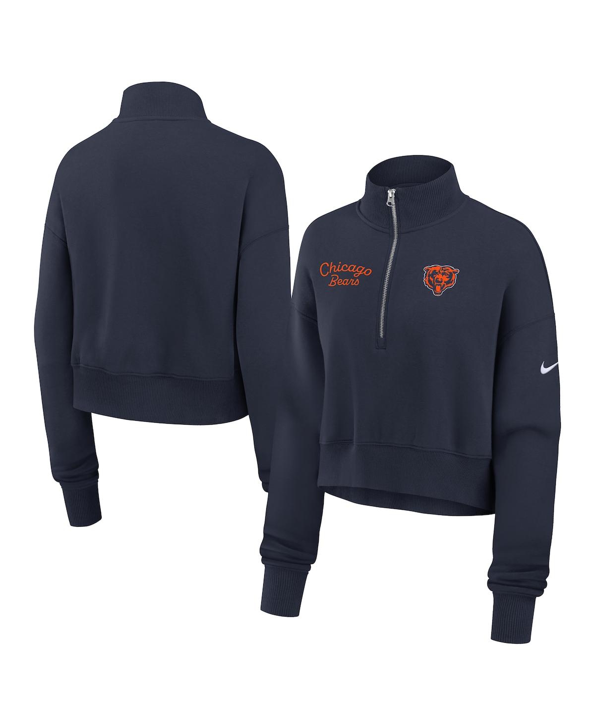 Nike Women's Navy Chicago Bears Primetime Phoenix Half-zip Sweatshirt In Blue