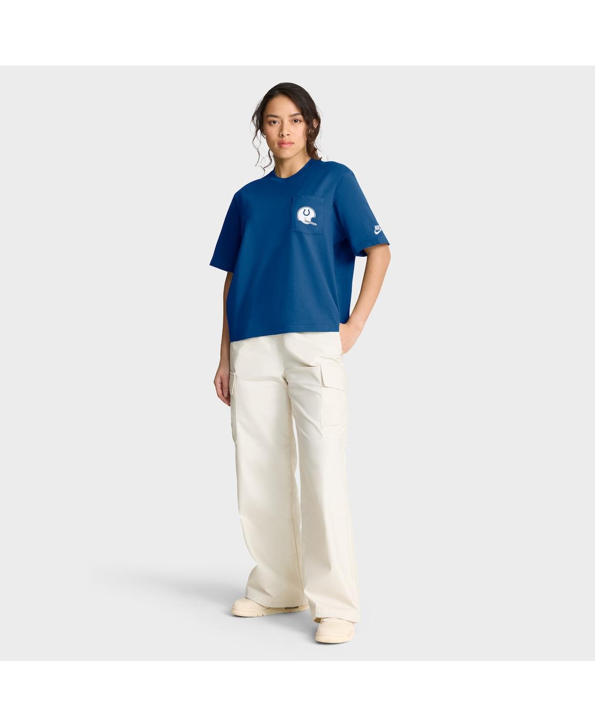 Nike Indianapolis Colts Rewind Pocket Boxy  Women's Nfl T-shirt In Blue