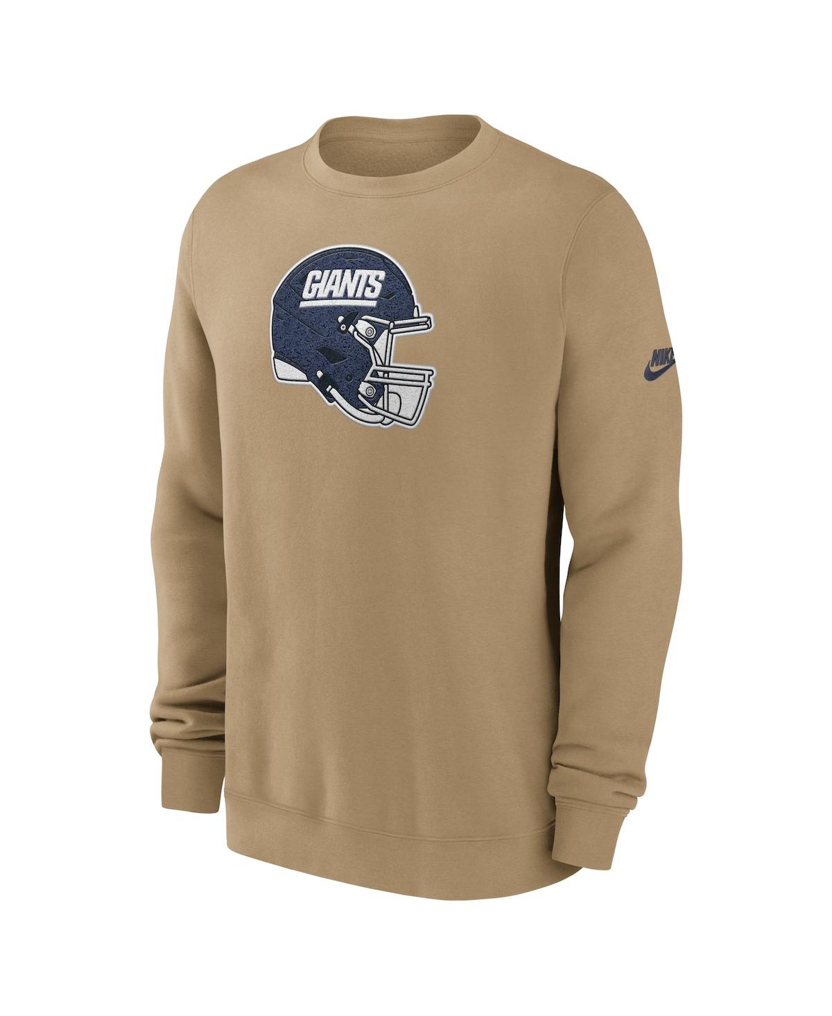 Nike Tan New York Giants Swing Pass Rewind Club Pullover Sweatshirt In Brown