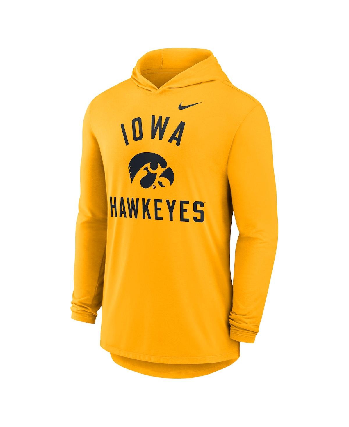 Nike Iowa Campus Arch  Men's Dri-fit College Long-sleeve Hooded T-shirt In Yellow