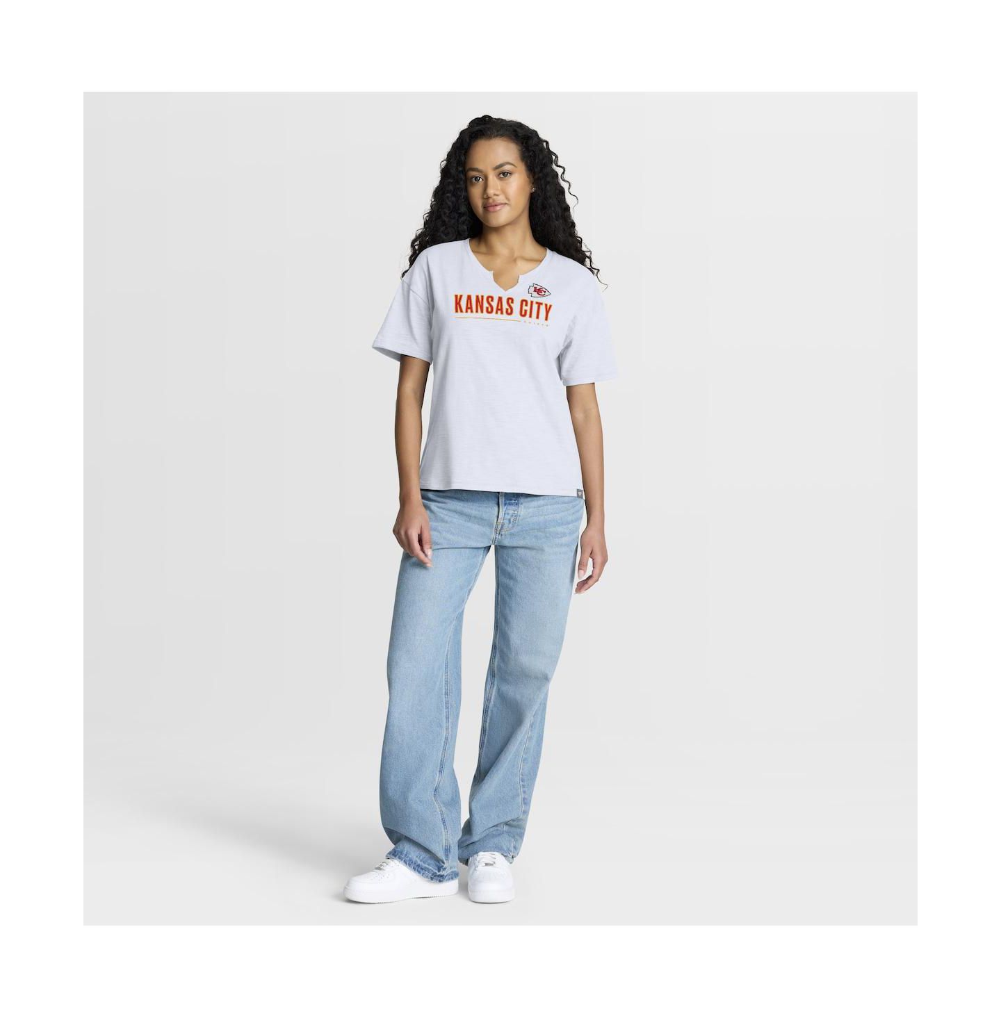 Женская футболка Fanatics White Kansas City Chiefs Redzone Slub Boxy — фото 3