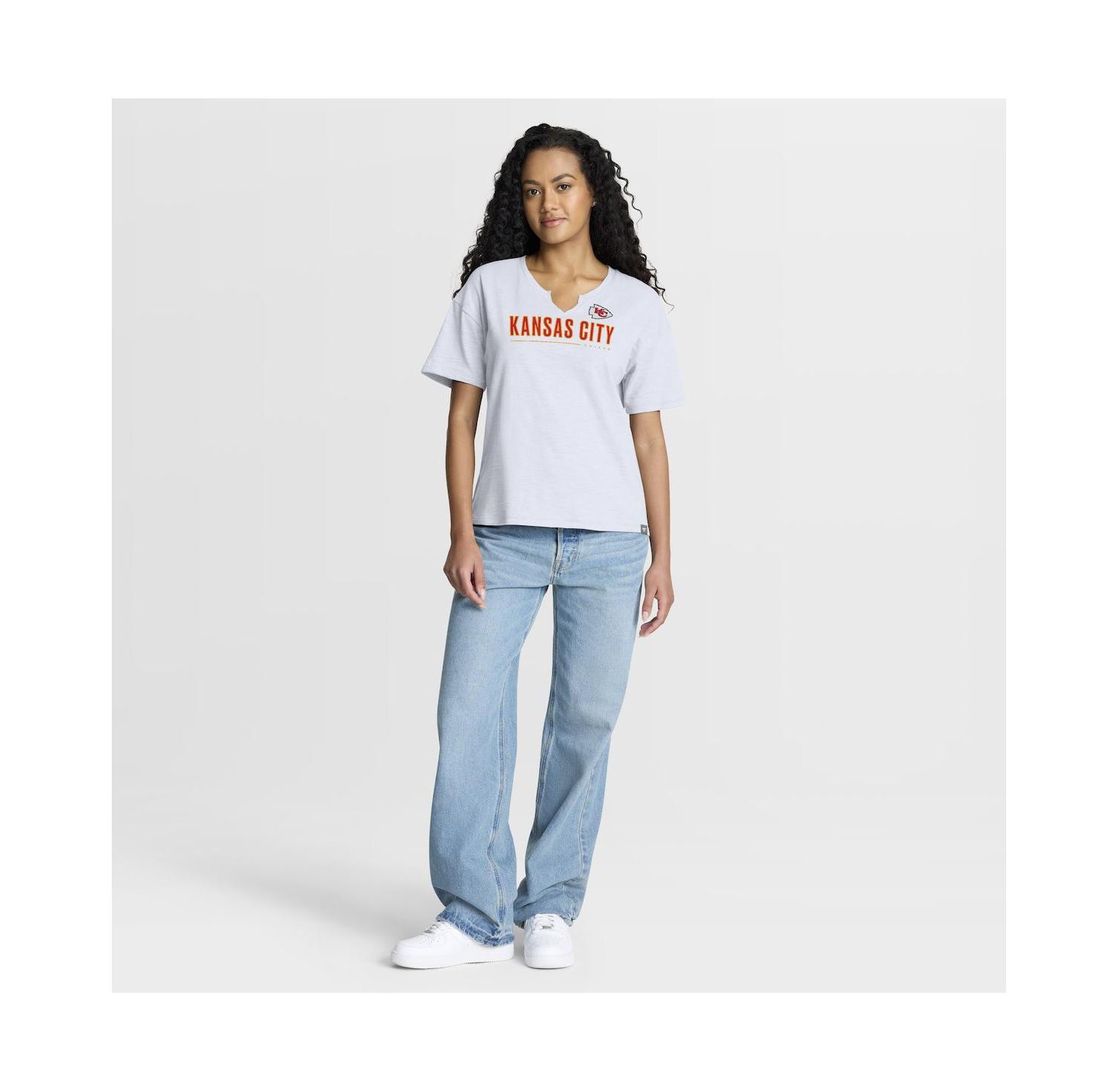 Women's White Kansas City Chiefs Redzone Slub Boxy T-Shirt