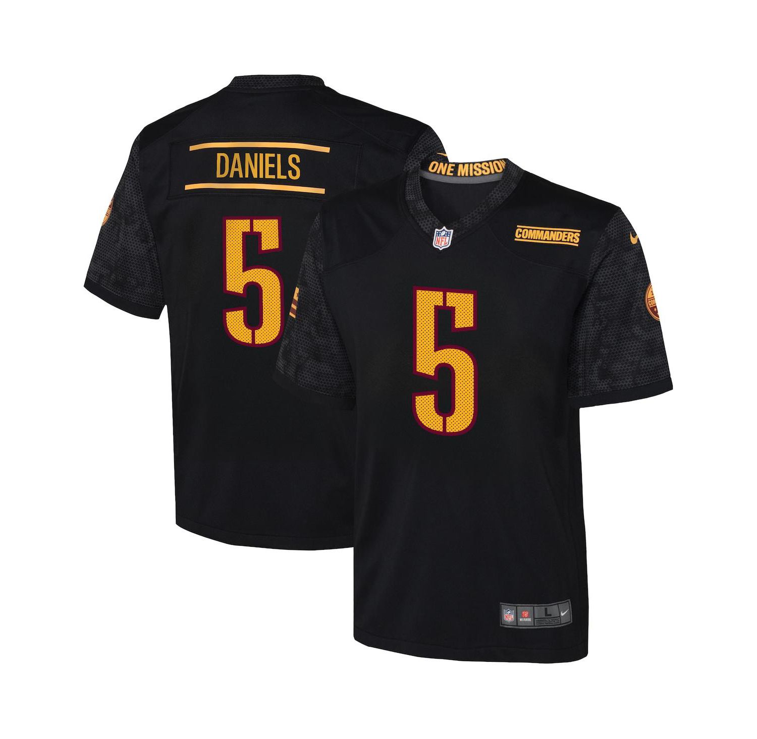 Big Boys and Girls Jayden Daniels Black Washington Commanders Alternate Game Jersey