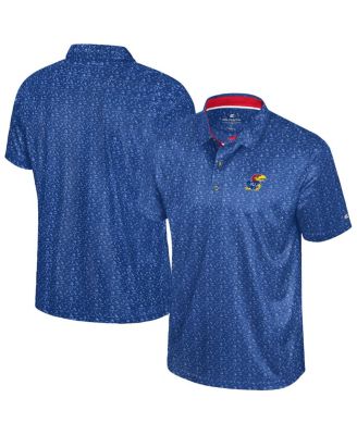 Colosseum - Men's Royal Kansas Jayhawks Football Print Polo Shirt