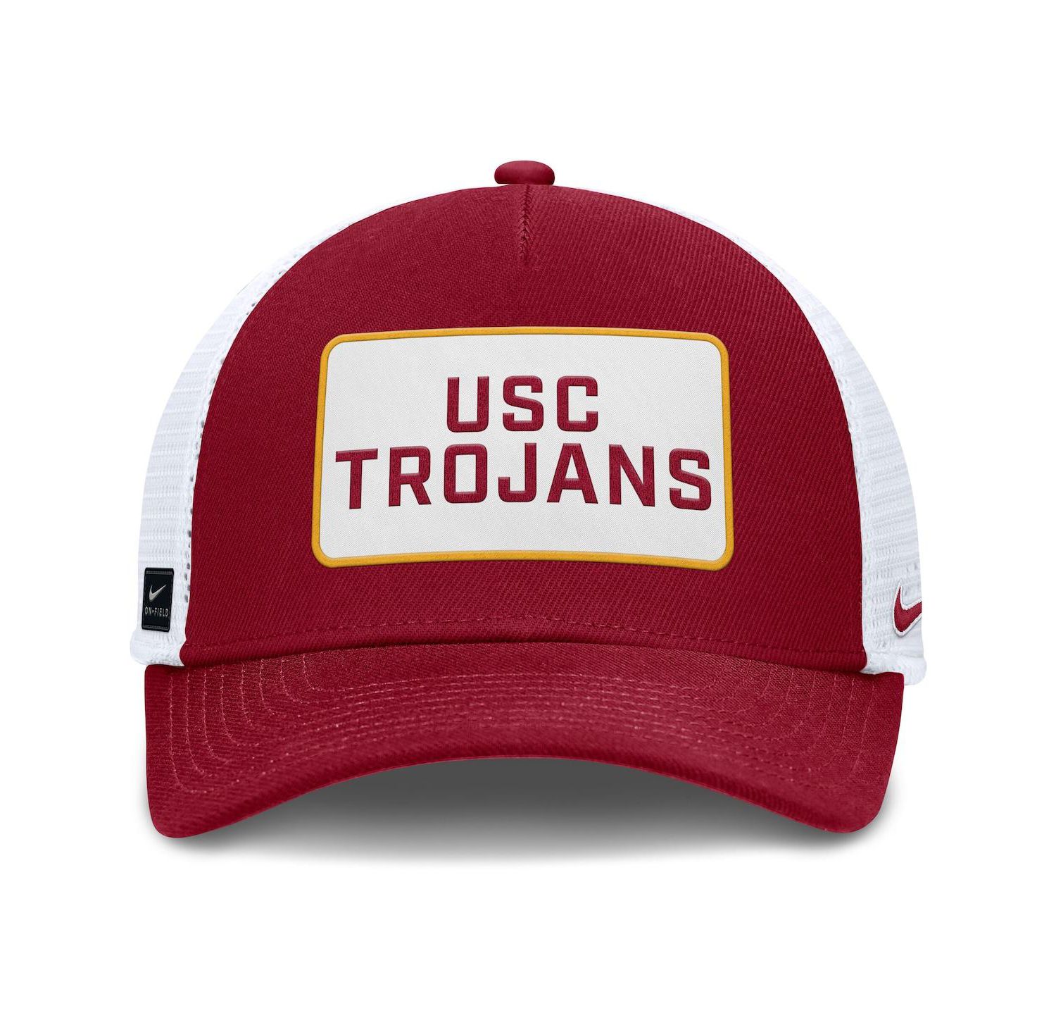 Men's Cardinal/White USC Trojans 2025 On-Field Rise Patch Trucker Adjustable Hat