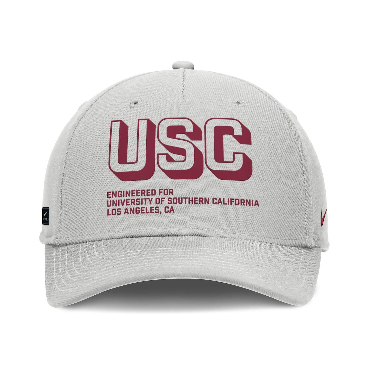 Мужская кепка Nike Gray USC Trojans 2025 Sideline Dust Pinched Rise Adjustable Hat — фото 2