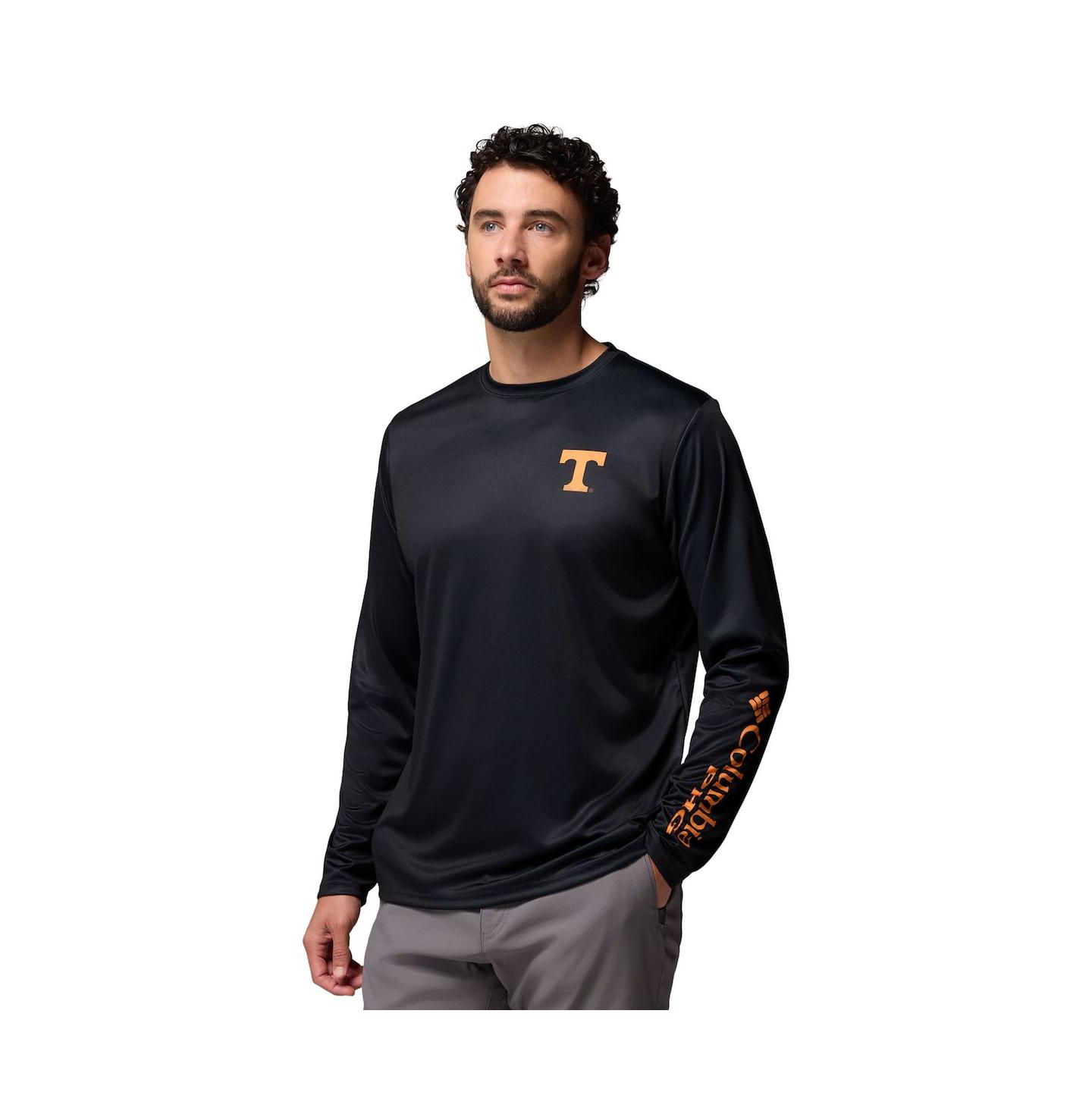 Мужская футболка Columbia Black Tennessee Volunteers PHG Terminal Shot 3-Hit Long Sleeve — фото 3