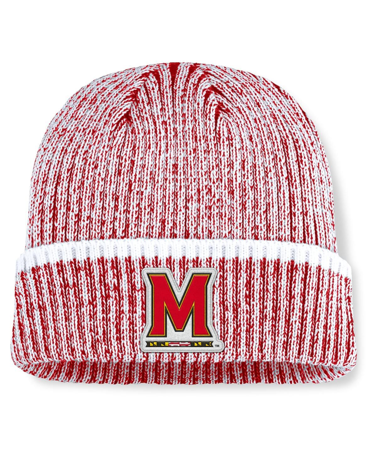 Мужская красно-белая вязаная шапка Maryland Terrapins Haze с манжетами
