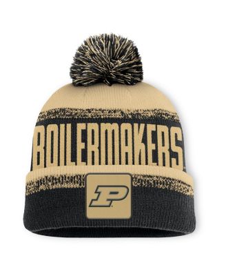 Fanatics - Men's Black/Gold Purdue Boilermakers Thrive Cuffed with Pom Knit Hat