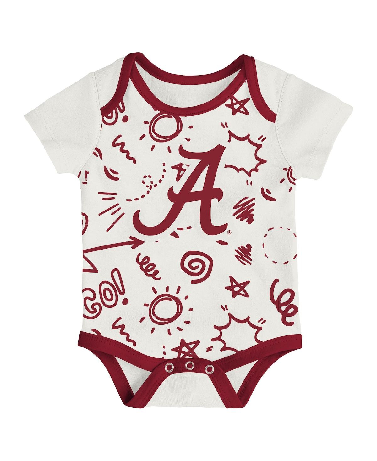 Outerstuff Baby Boys And Girls 3-pack Alabama Crimson Tide All Day Play Bodysuit Set In Multi