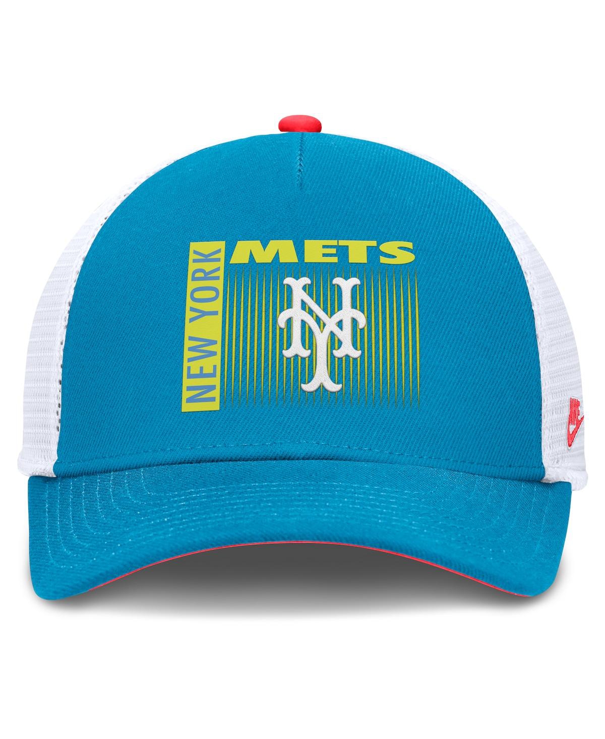 Nike Teal New York Mets Neon 90s Rise Structured Performance Adjustable Trucker Hat In Blue