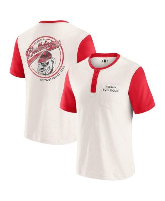 Darius Rucker Collection by Men's Cream/Red Georgia Bulldogs Henley Color Block Slub T-Shirt