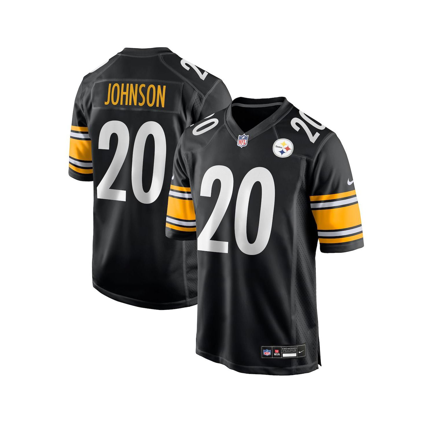 Men's Kaleb Johnson Black Pittsburgh Steelers Team Game Jersey