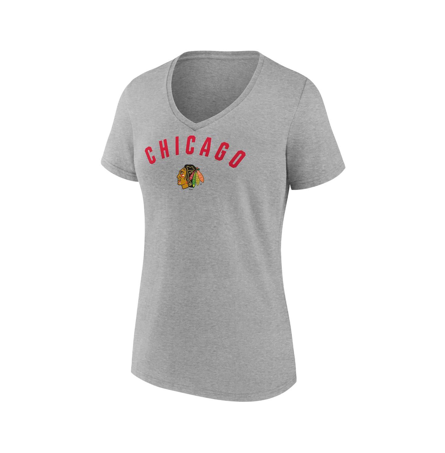 Женская футболка Fanatics Gray Chicago Blackhawks V-Neck — фото 2