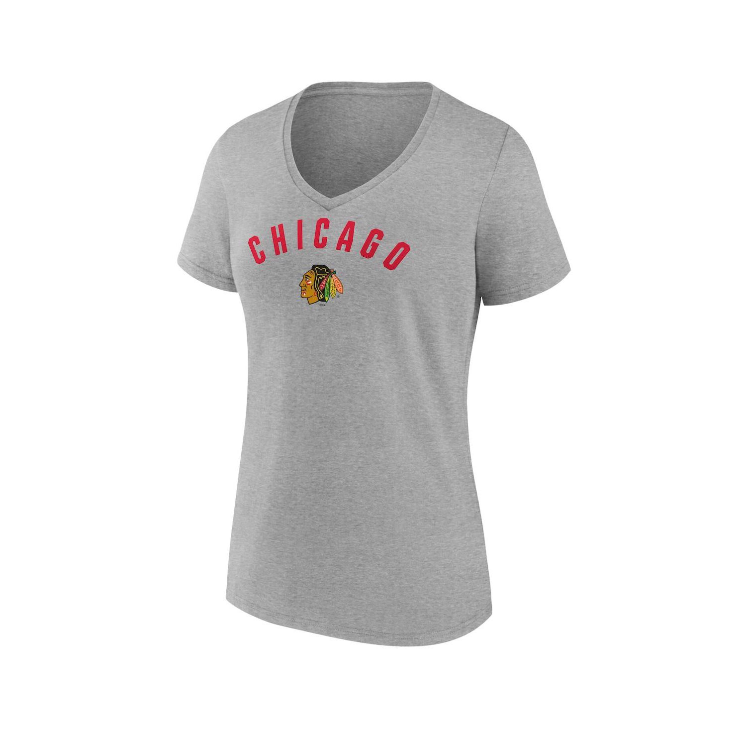 Women's Gray Chicago Blackhawks V-Neck T-Shirt