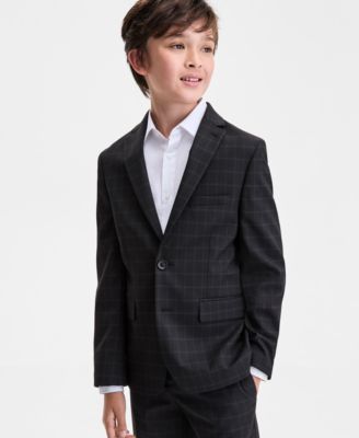 Big Boys Windowpane Print 2-Piece Suit