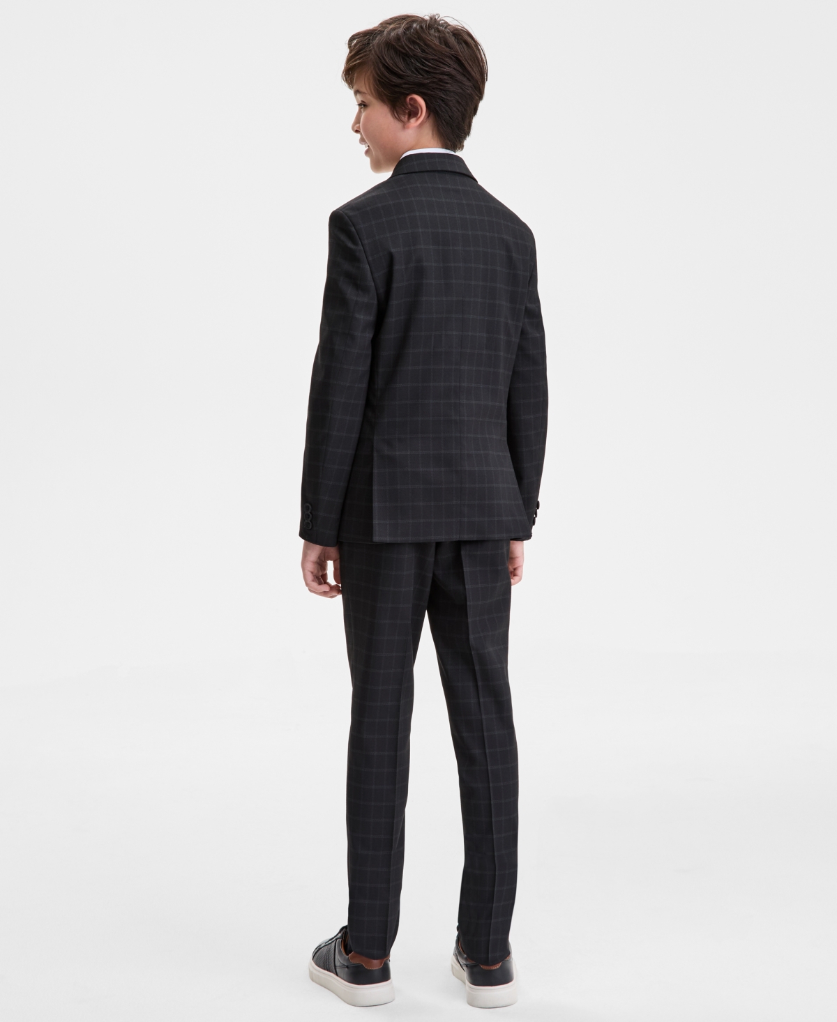 Kenneth Cole Reaction Big Boys Melange Slim Suit In Black