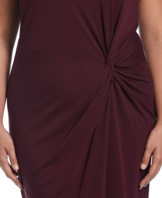 Plus Size Ponte Knit Twist Front Sleeveless Midi Dress