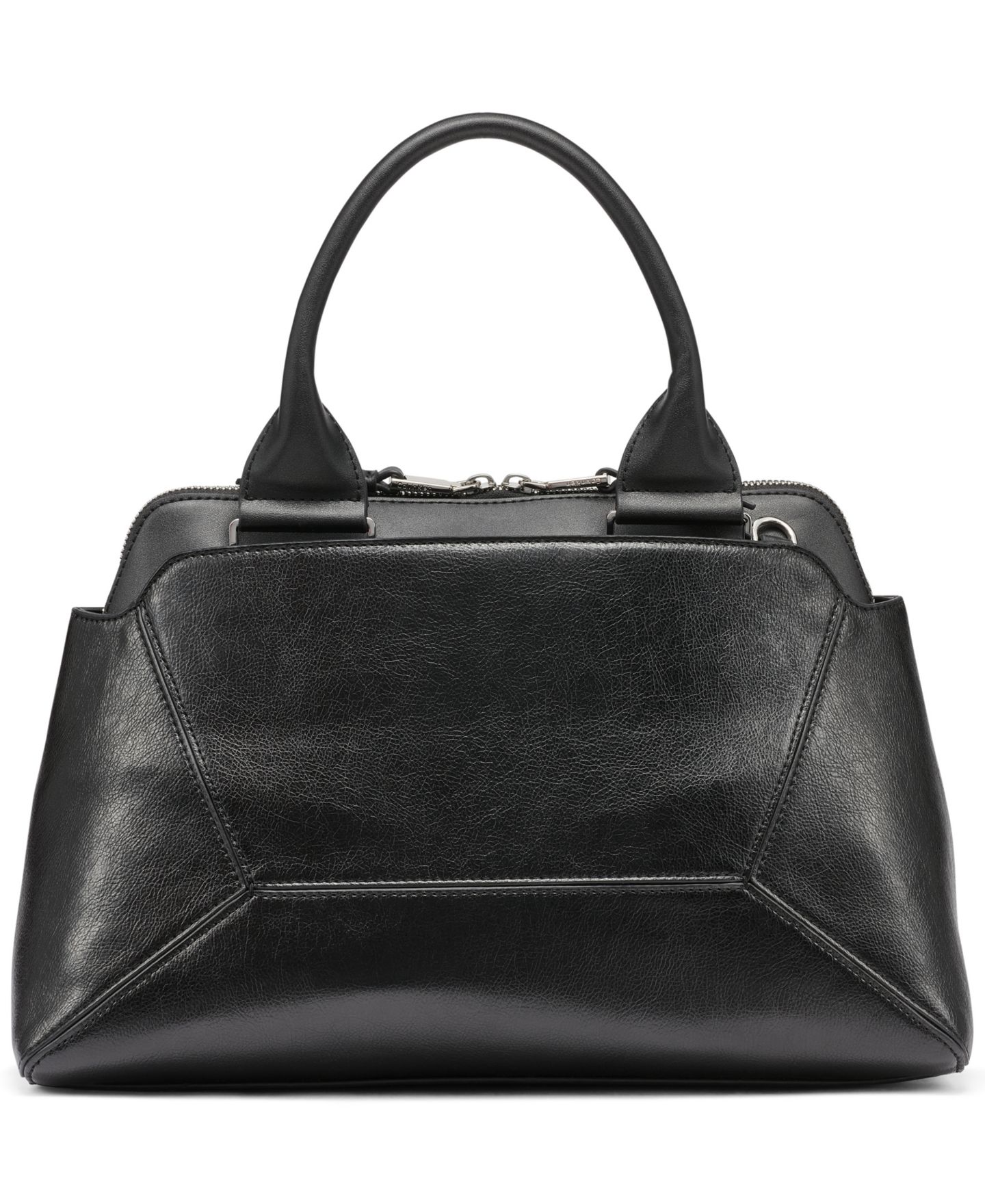 Женская сумка Calvin Klein Heidi Top Zipper Convertible Satchel, цвет: Чёрный / Серебряный — фото 2