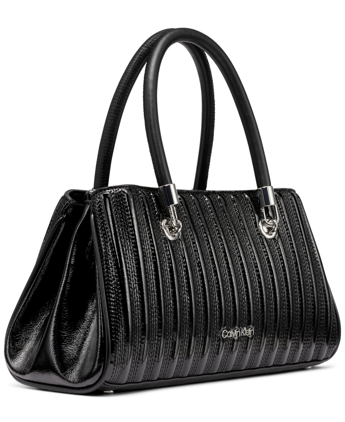 Calvin Klein Women's Brigette Patent Piping Mini Satchel Bag