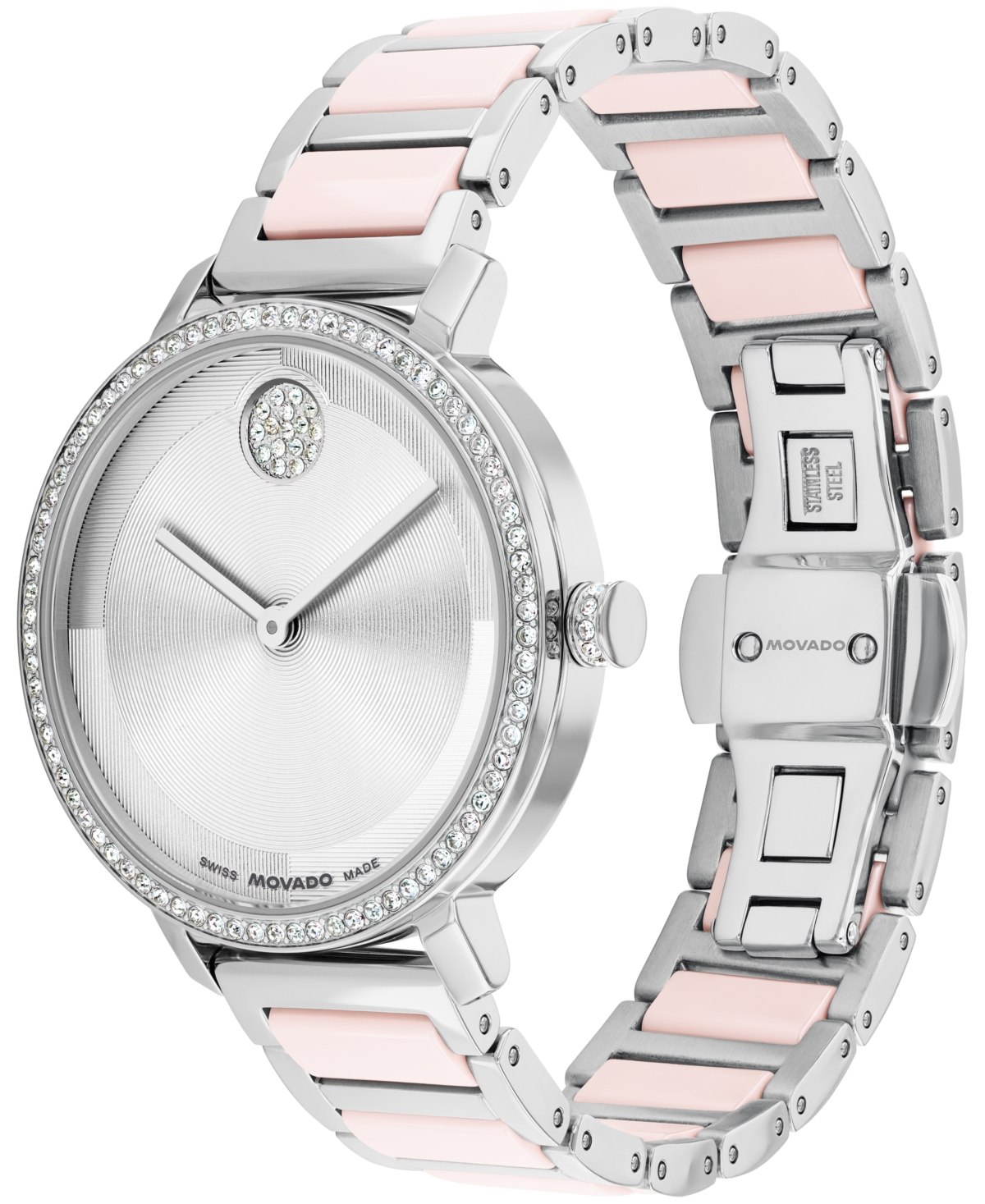 Movado Women's Bold Evolution 2.0 Swiss Quartz Stainless Steel Blush Ceramic Watch, 34mm In Multi