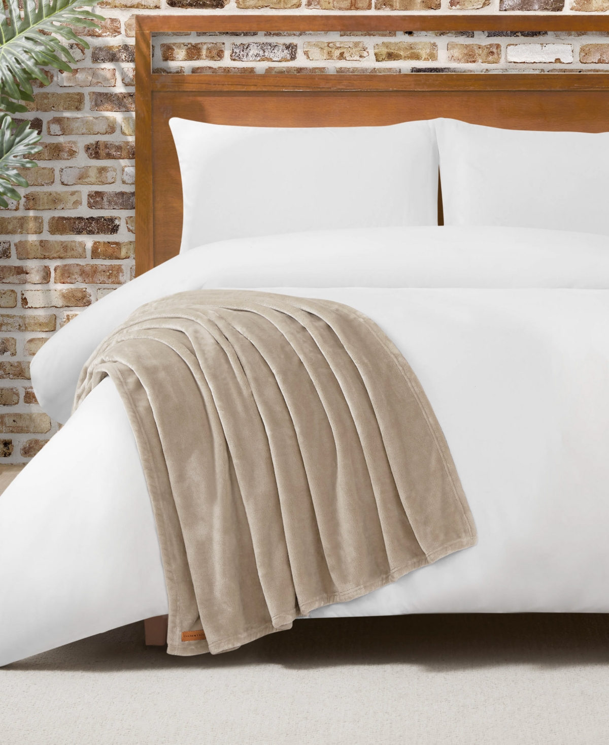 Lucky Brand Solid Plush Throw, 50" X 70" In Brown