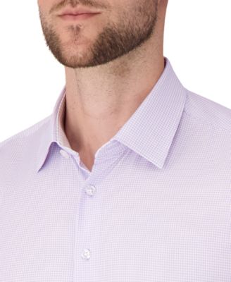 Men's Long Sleeve 4-Way Check Print Dress Shirt