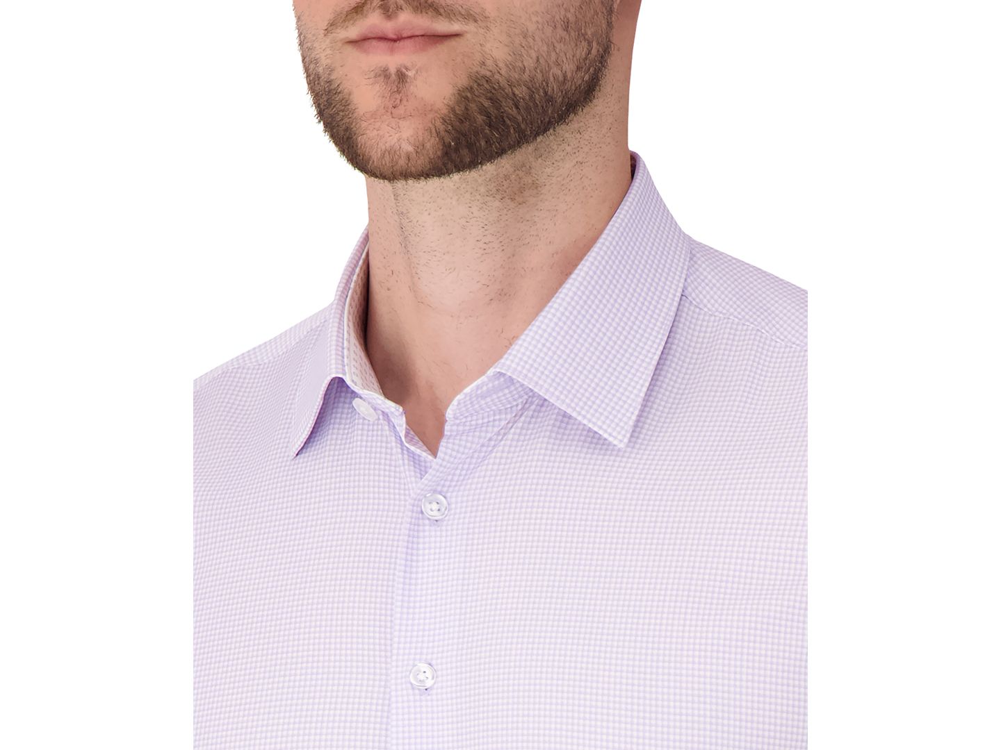 Мужская рубашка Report Collection Long Sleeve 4-Way Check Print Dress Shirt, цвет: Лавандовый — фото 3