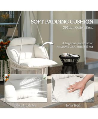 Hanging Hammock Chair with Cushion, Macrame Swing Chair, Dark