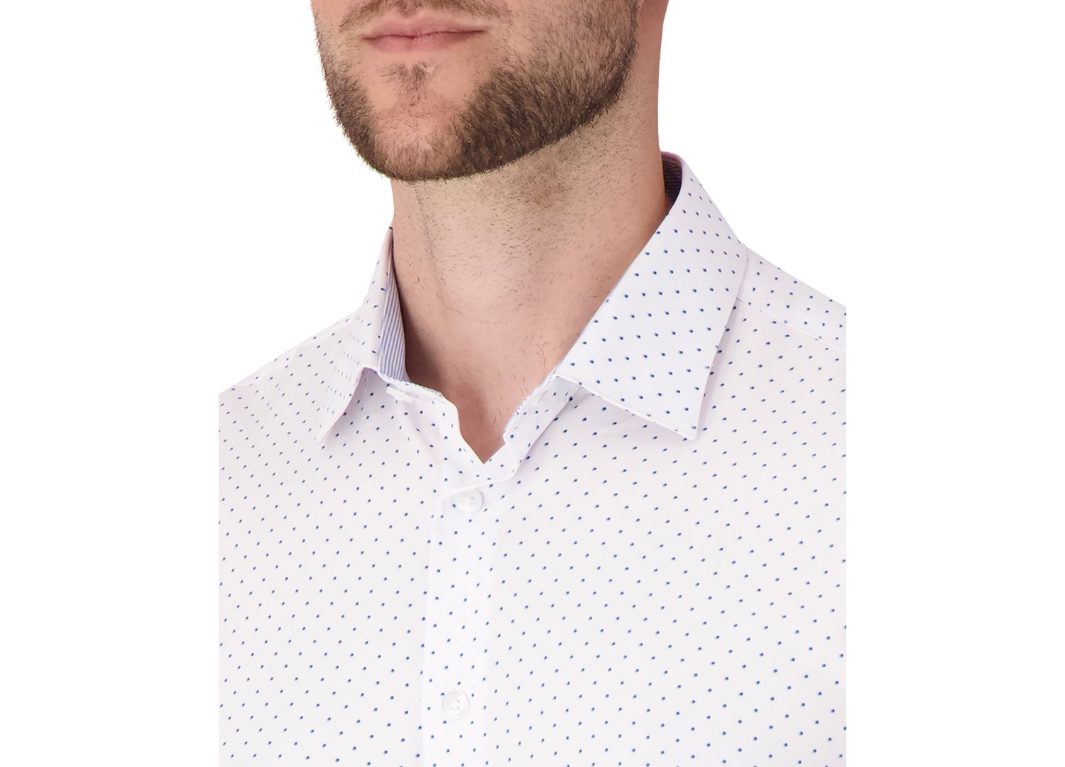 Men's Long Sleeve 4-Way Dot Print Dress Shirt