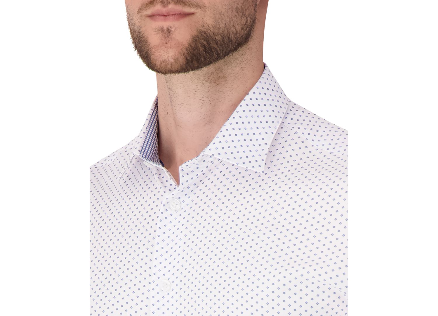Men's Long Sleeve 4-Way Geo Print Dress Shirt