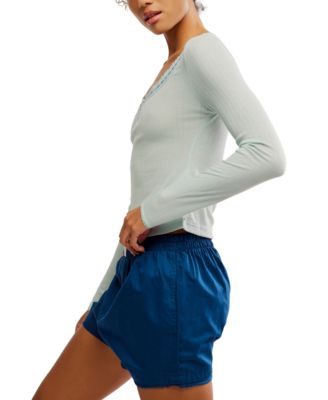 Women's Lace Trim Long Sleeve Top