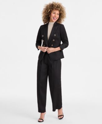Women&#39;s Textured-Satin Faux-Double-Breasted Blazer