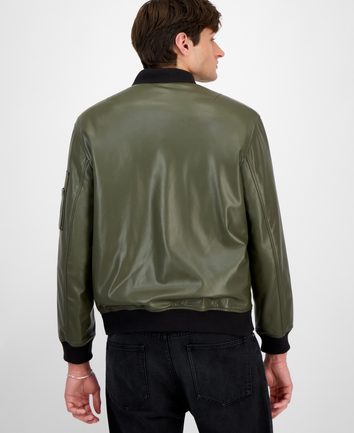 Hugo Boss Hugo By  Men's Balamo Faux Leather Bomber Jacket In Green