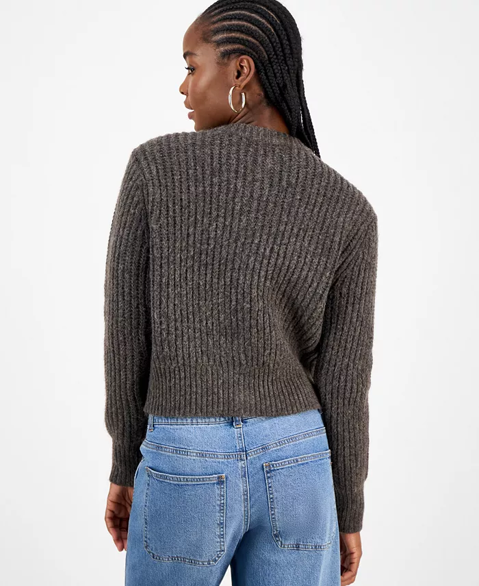 Women's Dome-Button Cropped Cardigan - thumbnail 6