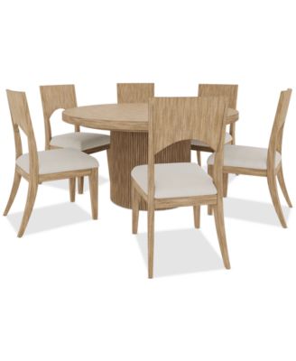 Frandlyn 7pc Dining Set (Round Dining Table + 6 Side Chairs)