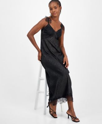 Women's Lace-Trim Jacquard Slip Dress, Macy's Exclusive