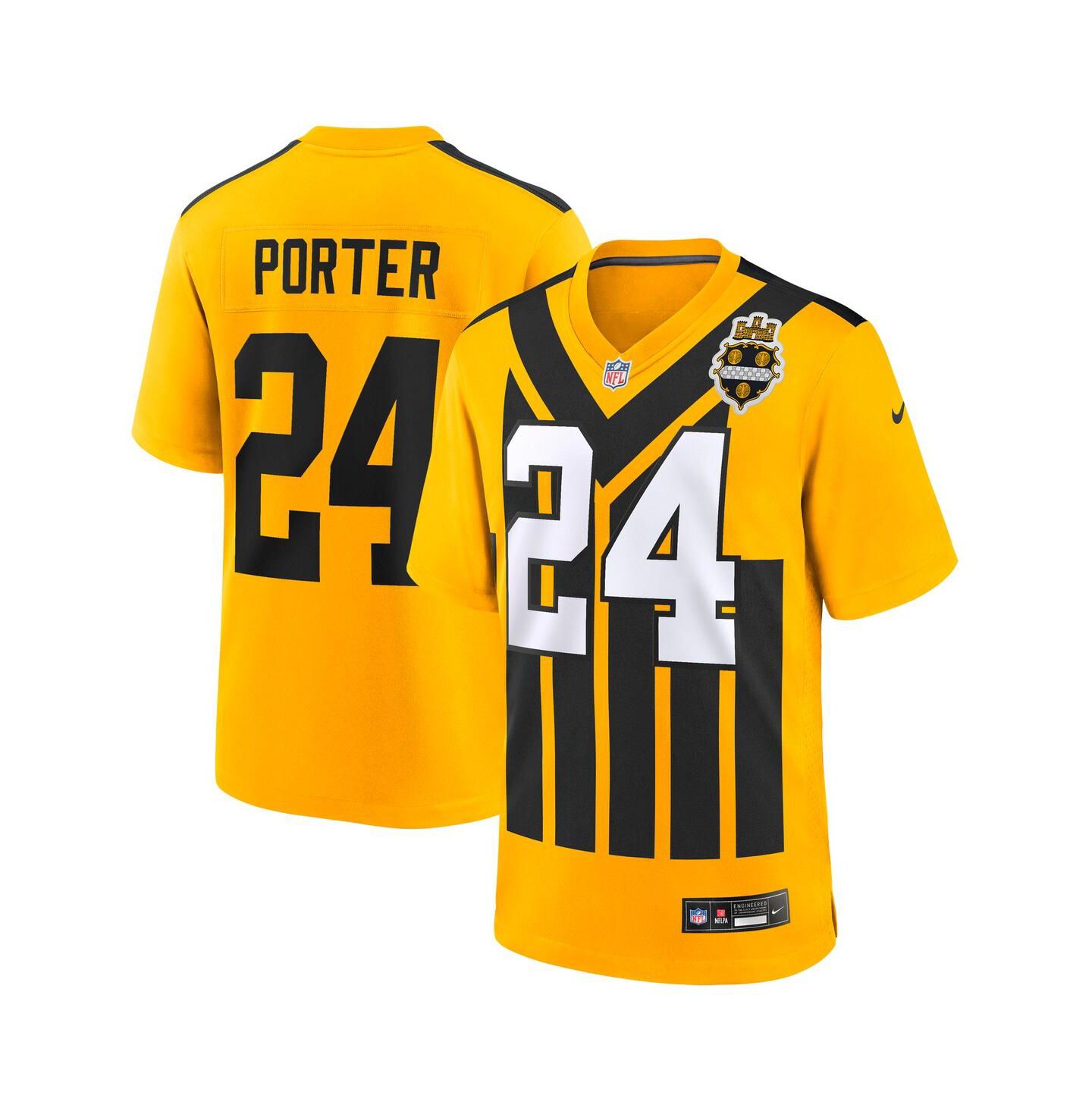 Мужской топ Nike Joey Porter Jr. Gold Pittsburgh Steelers Alternate 1933 Throwback Game Jersey — фото 1