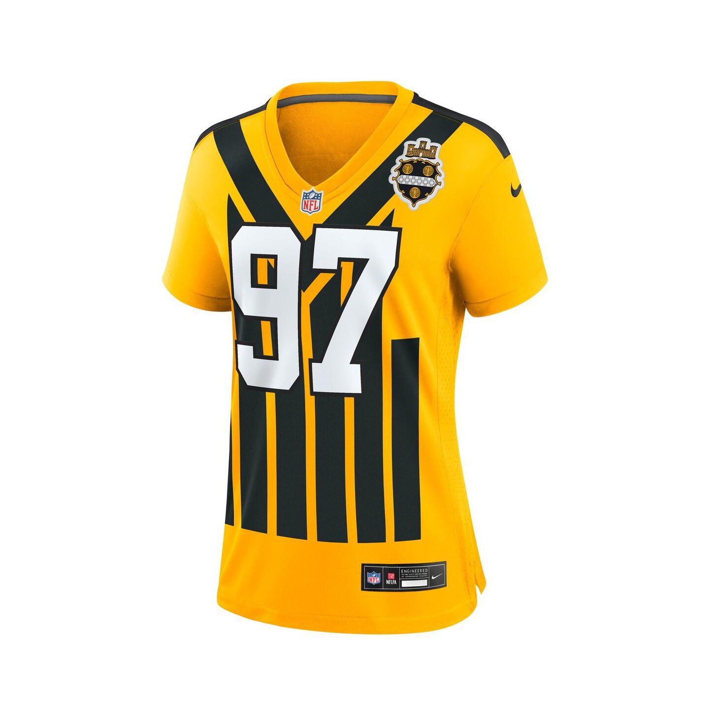 Женский топ Nike Cameron Heyward Gold Pittsburgh Steelers Alternate 1933 Throwback Game Jersey — фото 2