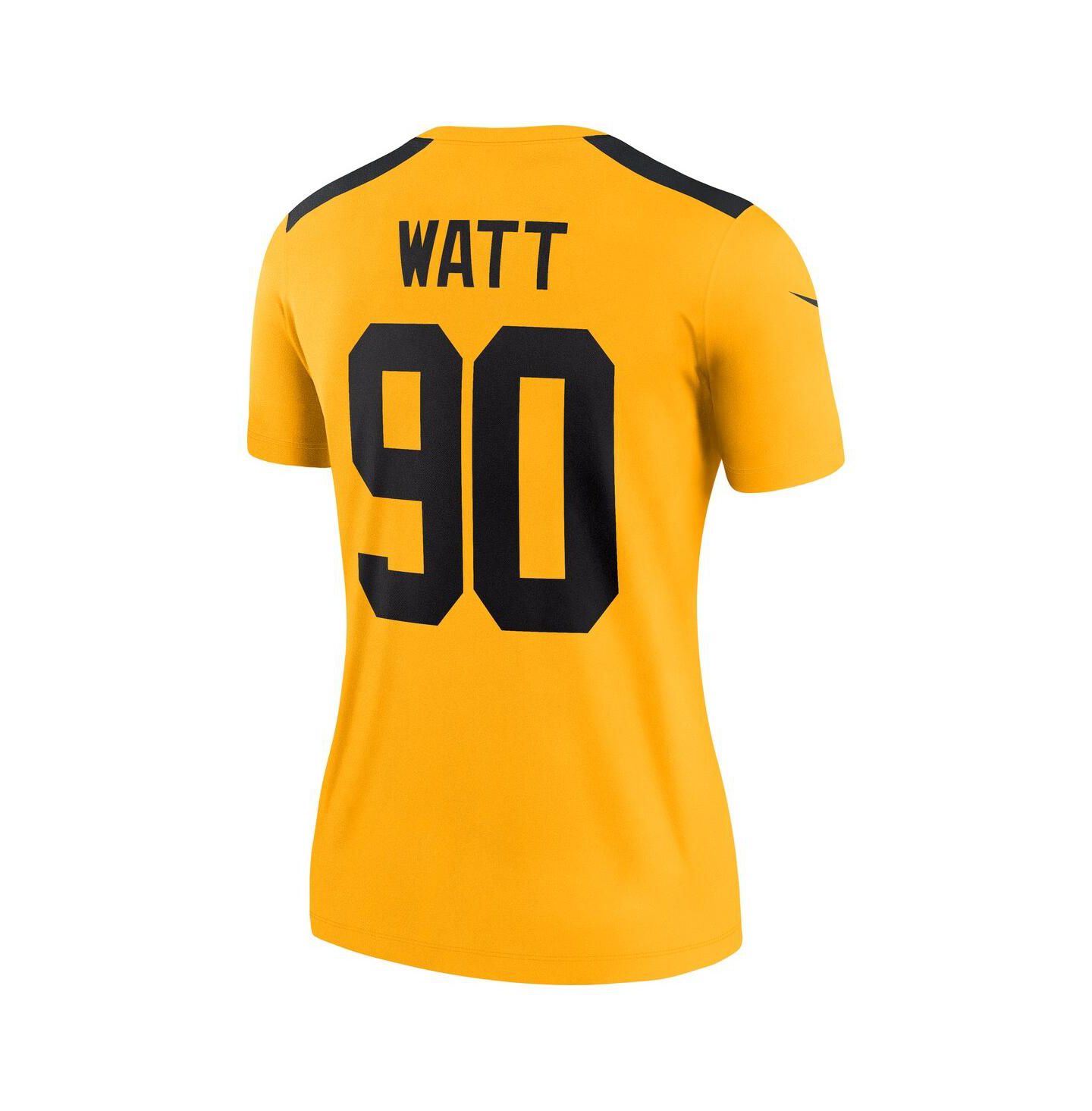 Женский топ Nike T.J. Watt Gold Pittsburgh Steelers Alternate 1933 Throwback Legend Player Performance Jersey — фото 3