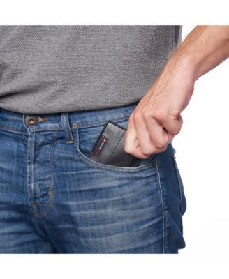 Men's Men RFID Safe Minimalist Front Pocket Wallet Leather Thin Card Case