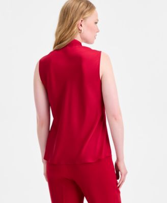Women's Tie-Neck Sleeveless Top, Regular & Petite
