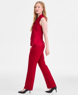 Women's Stretch-Crepe Straight-Leg Pants, Regular & Petite