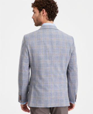 Men's Blue Plaid Modern-Fit Blazer