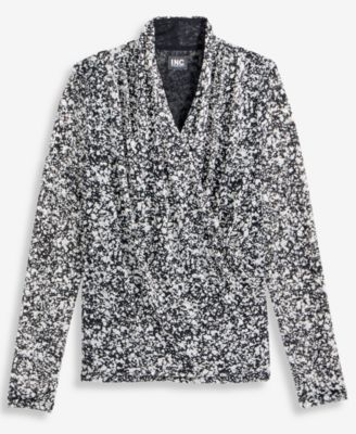 Women's Printed Mesh Surplice-Neck Top, Macy's Exclusive