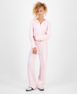 Juniors' Chenille Zip-Up Sweater Hoodie