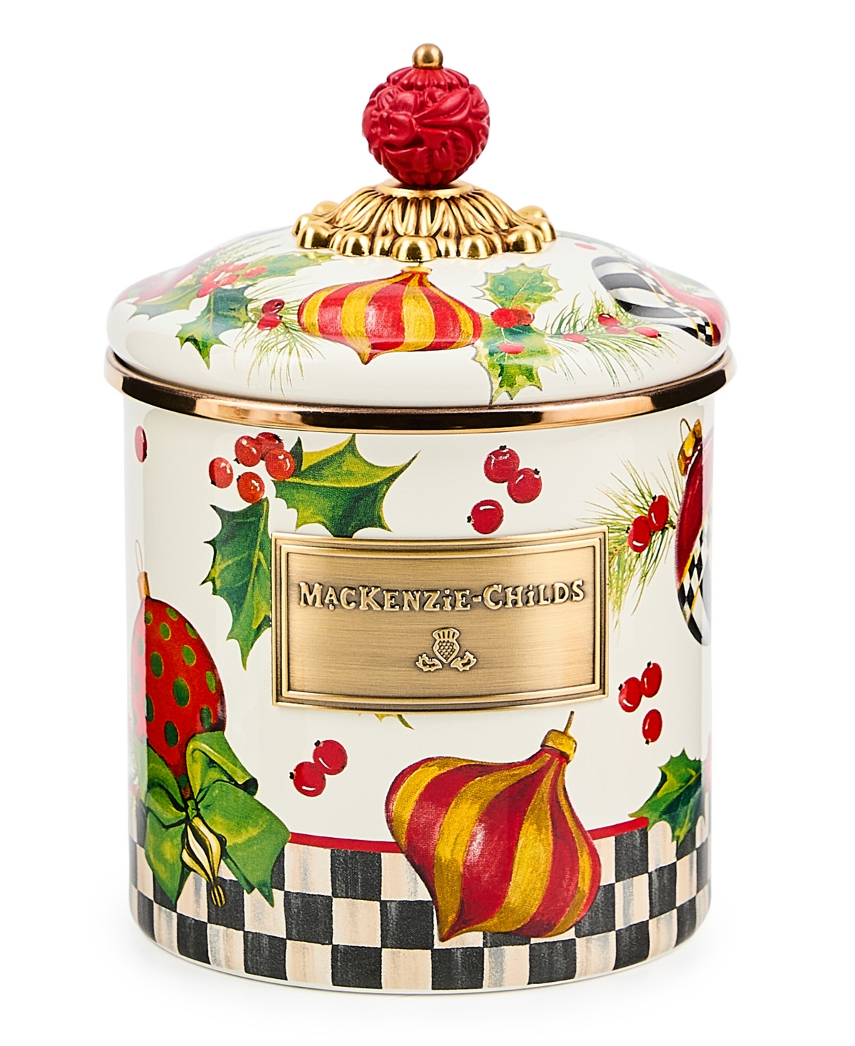 Mackenzie-childs Deck The Halls Small Canister In Multi