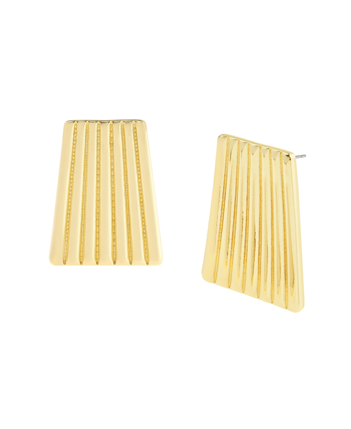 Steve Madden Gold Vintage Ribbed Tapered Button Earrings