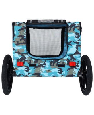 Blue Outdoor Heavy Duty Collapsible Pet Bike Trailer with Universal Hitch Foldable Dog Cargo Carrier Cart for Bicycles