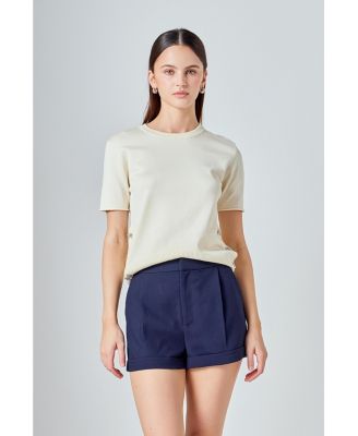 Women's Side Bow Buttoned Knit Top